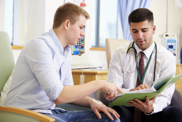 Patient talking to doctor