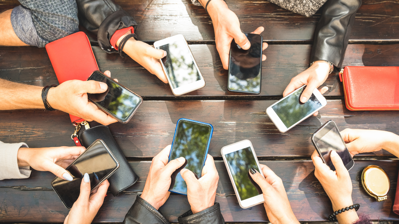 group of people holding phones, technology