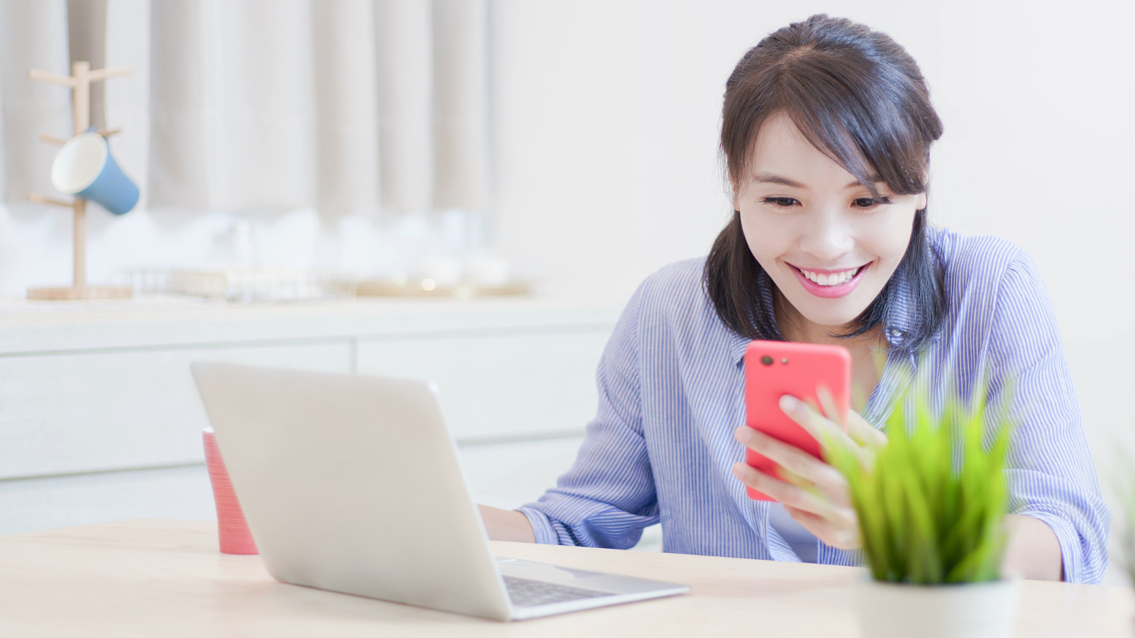 Woman looking at her phone